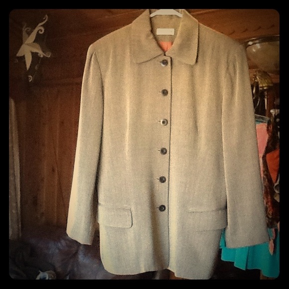 SZ10/12 100% Wool taupe tweed jacket Anne Taylor - Picture 2 of 8